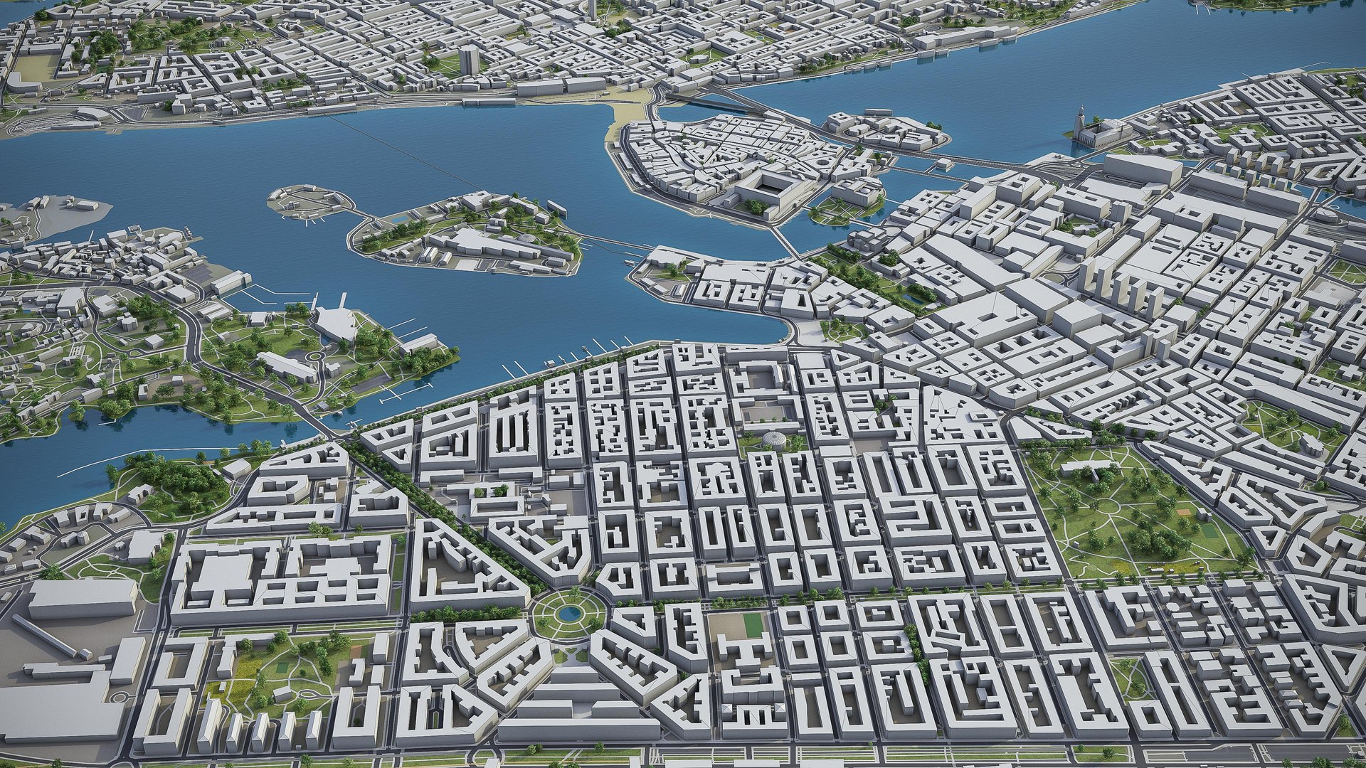 Stockholm area urban 3D model TurboSquid 1334524