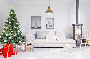 Christmas interior decoration 3D scene model