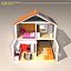 3d model stilized house cutaway