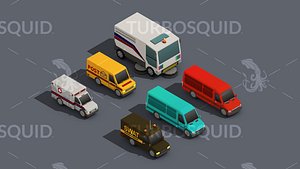 3D Low Poly Car Pack 01 Isometric