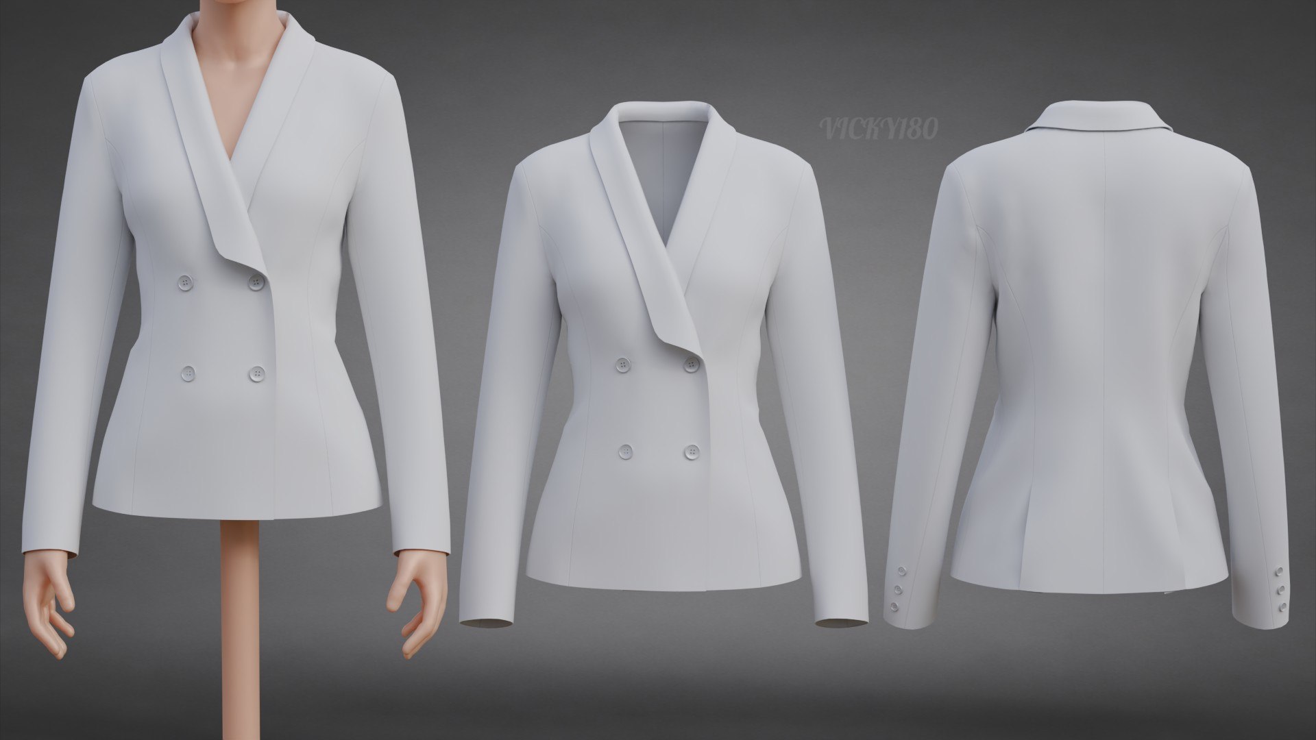 Womens Double-Breasted Blazer - White Suit Jacket 3D Clothing Model 3D model https://p.turbosquid.com/ts-thumb/et/3PwnUf/0C/thumbnail6/jpg/1791639764/1920x1080/fit_q87/8ffe33aa50a471ddaab1d1d1a3512d65f938ecb6/thumbnail6.jpg