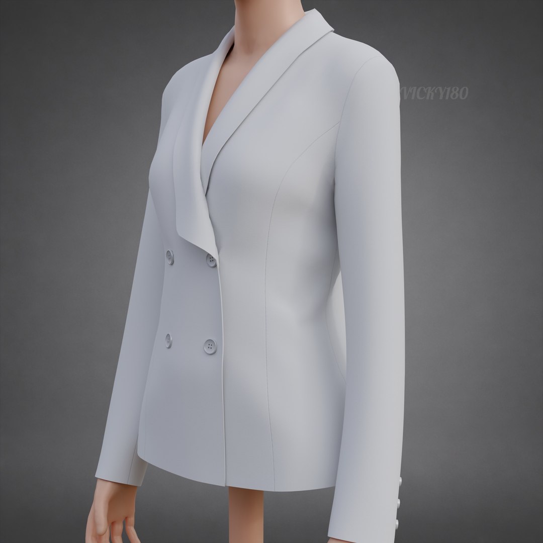 Womens Double-Breasted Blazer - White Suit Jacket 3D Clothing Model 3D model https://p.turbosquid.com/ts-thumb/et/3PwnUf/VR/0004/jpg/1791639936/1920x1080/fit_q87/dfb5349524df473b31e93d5fe146d6ae0ac26842/0004.jpg