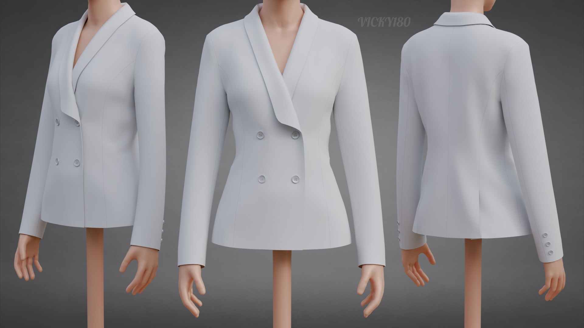 Womens Double-Breasted Blazer - White Suit Jacket 3D Clothing Model 3D model https://p.turbosquid.com/ts-thumb/et/3PwnUf/Zp/thumbnail4/jpg/1791639763/1920x1080/fit_q87/ece5d45b72122b756a4dfe7c91b0eb9e092fbaff/thumbnail4.jpg