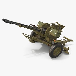 3D ZU-23-2 Anti-Aircraft Gun Green model