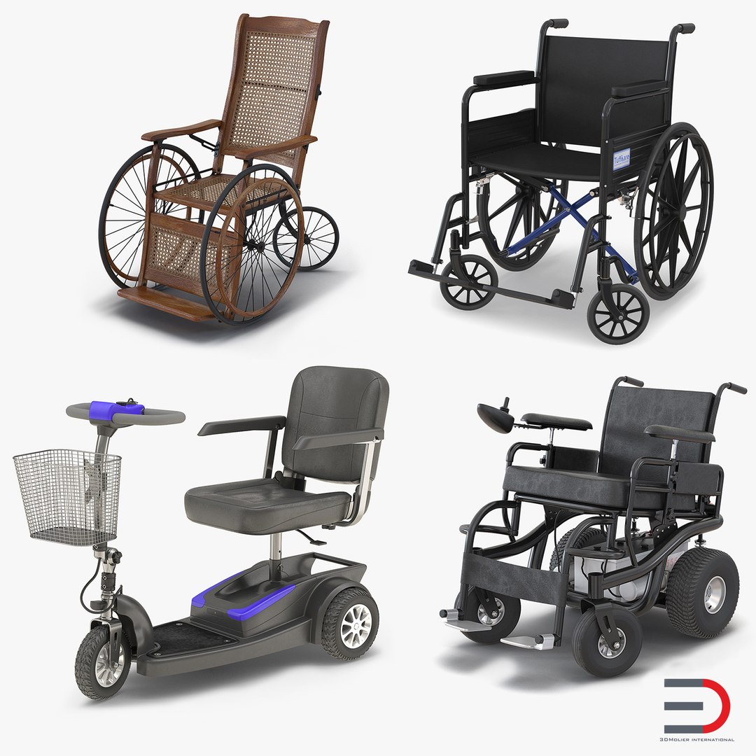 Wheelchairs Rigged 3D Models Collection 3D model preview