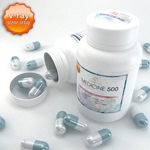 Medicine bottle and pills