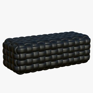 3D Realistic Black Leather Sofa New Design