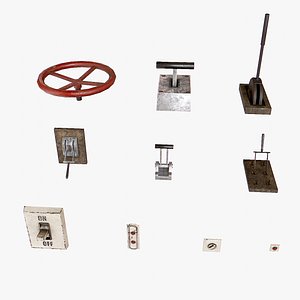 Levers buttons and switches pack 3D model