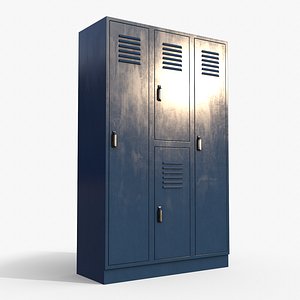 PBR School Gym Locker 05 - Blue Dark 3D