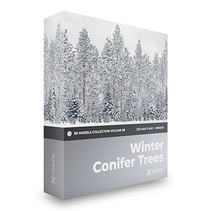 winter conifer trees volume model