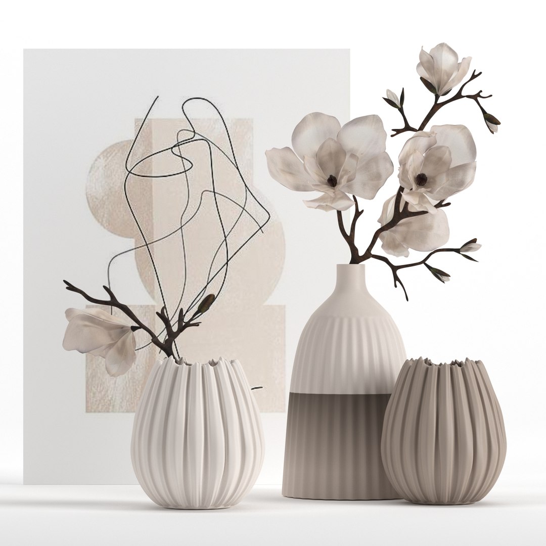 3D Model Decorative Vases Magnolia - TurboSquid 1648289