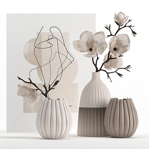 3D model decorative vases magnolia