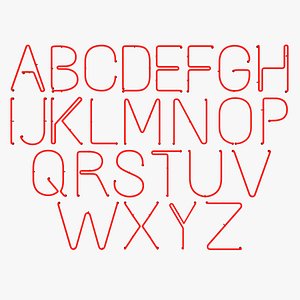 3D Neon Red Alphabets - Uppercase