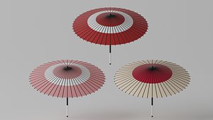 Cartoon Japanese Umbrella Collection 3D model