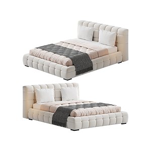 Addie White Boucle Minimalist Modern Bed model