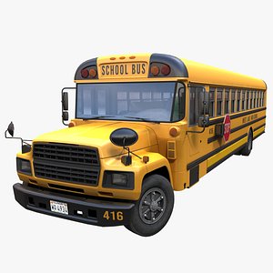 90s generic school bus PBR 3D model