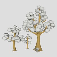 3d Oak tree winter low poly for game or cartoon