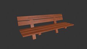 3D bench park wood model