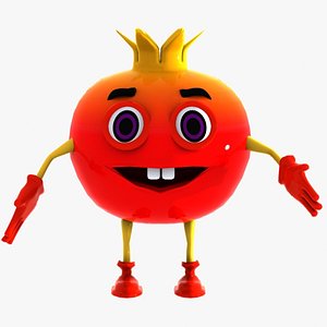 3d pomegranate character model
