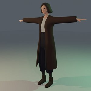 Simply Stylized Female Detective Low-poly 3D model