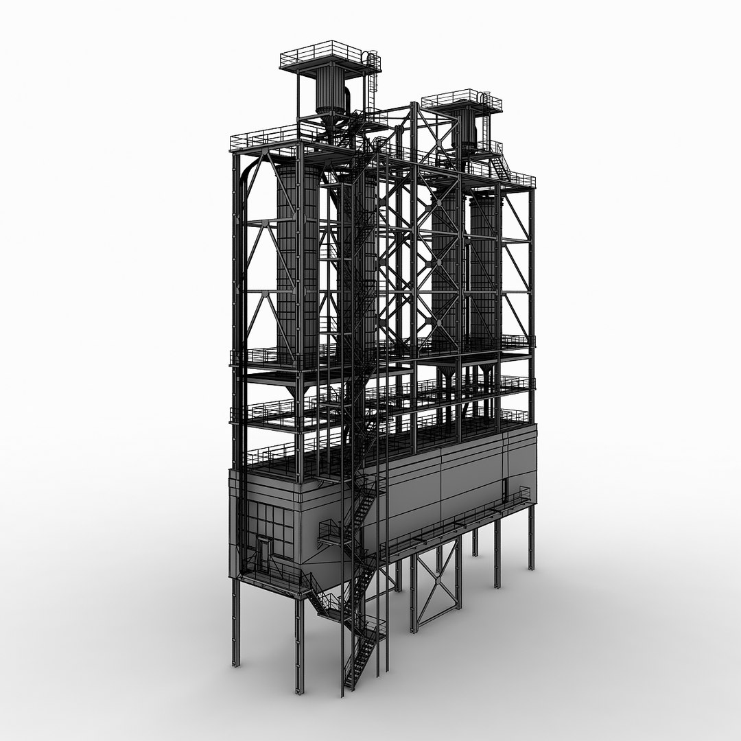 3d Model Industrial Loading Silo 02