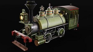High Detail Vintage Steam Locomotive 3D Model PBR Game Ready