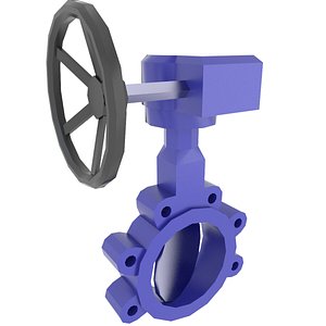 3D Butterfly Valve Low 8
