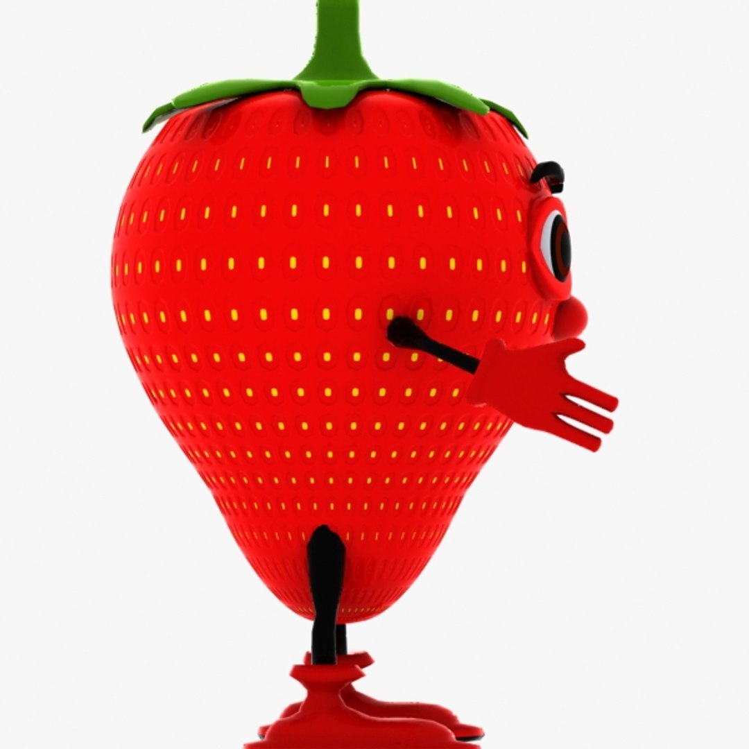 strawberry berry character 3d model