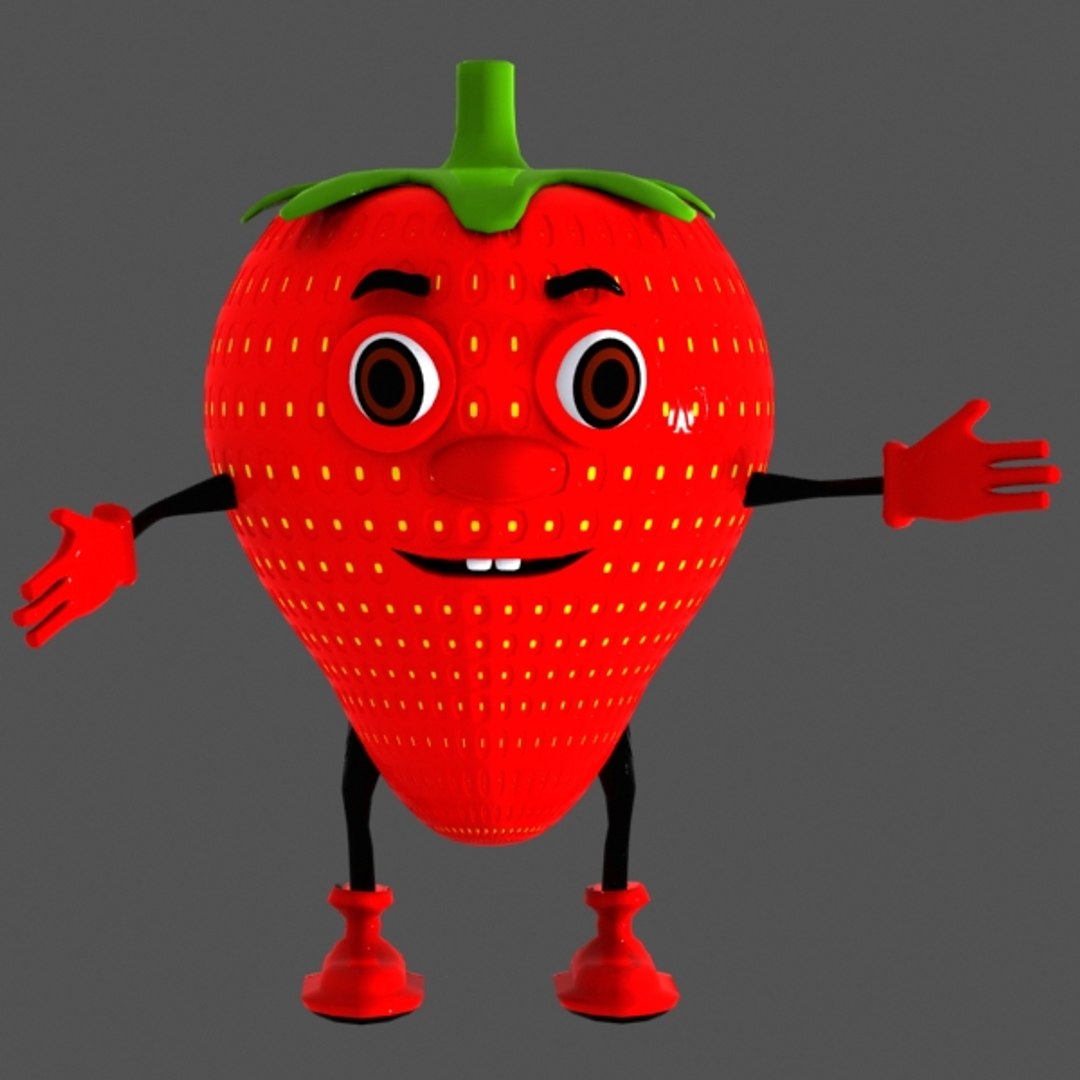 strawberry berry character 3d model