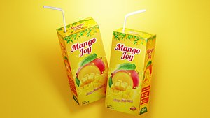 3D model Pure Mango Juice Packaging With Straw
