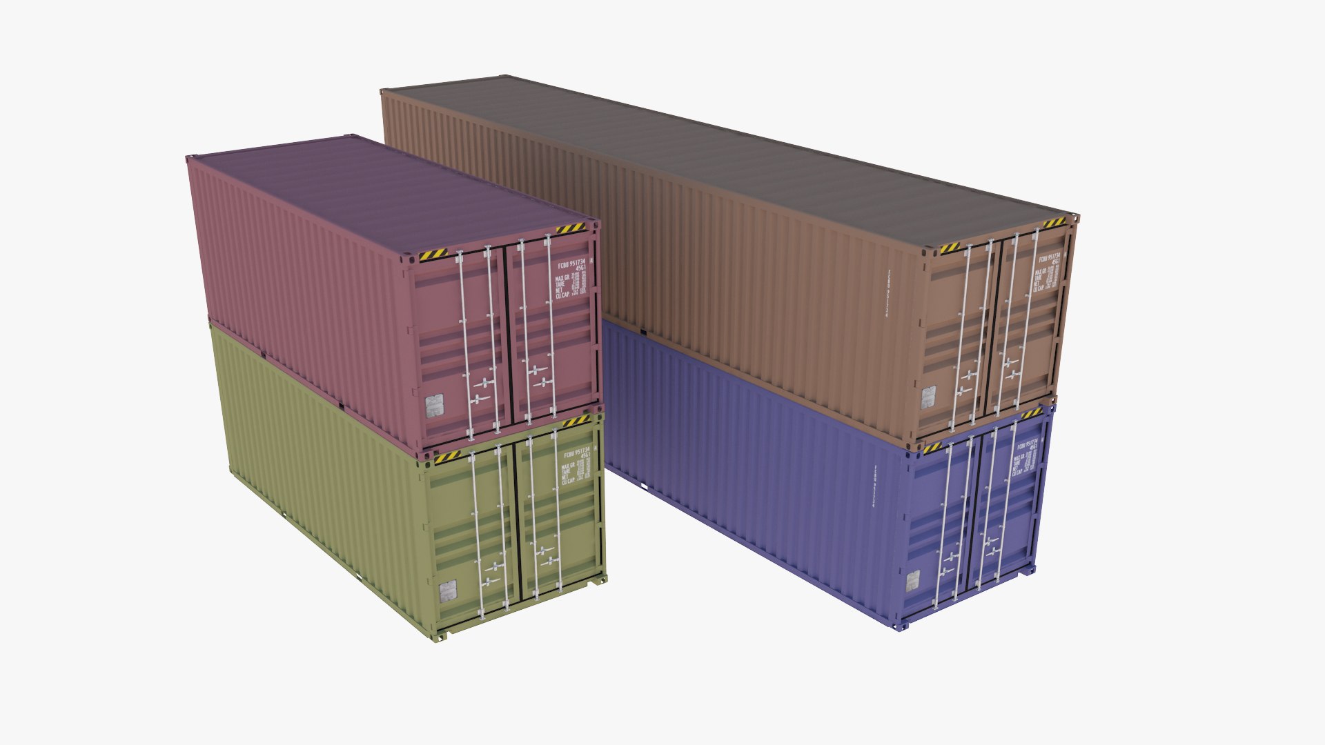 3D Cargo Containers 20ft 40ft - TurboSquid 2052225