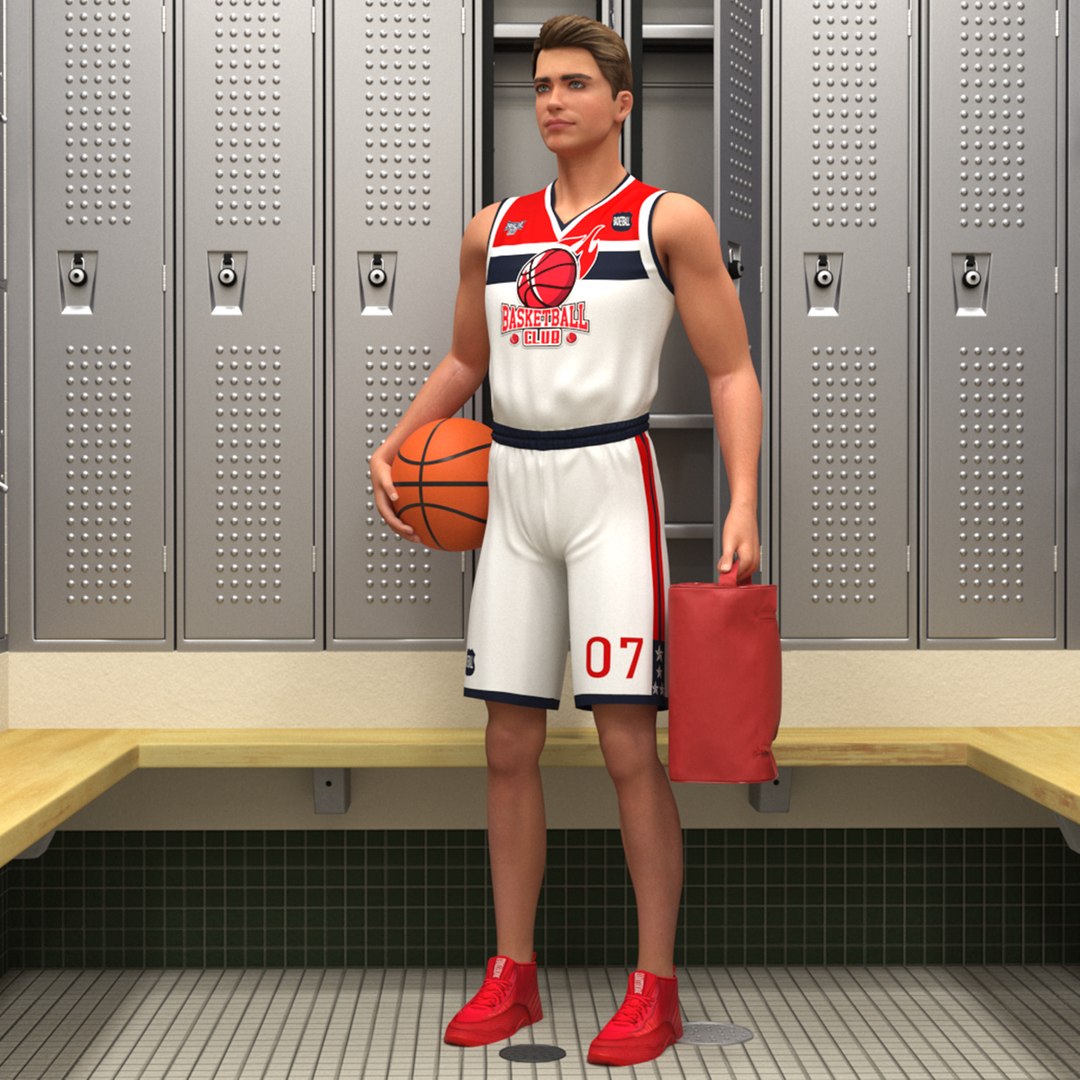 Basketball Player with Shoe Bag 3D model preview