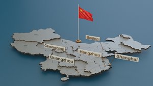 China detailed Map with Animated Flag