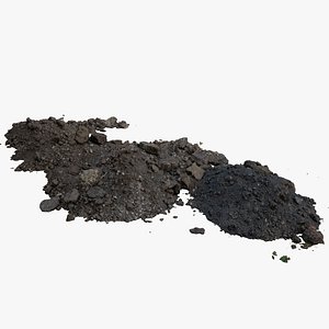 Piles of dark construction gardening soil mud land earth dirt heap pile 3D model