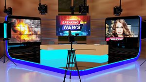 3D Tv Studio On Air News 3D model