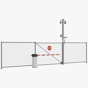 3D Fence With Automatic Gate model