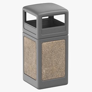 Outdoor Trash Receptacle Square Clean and Dirty 3D model