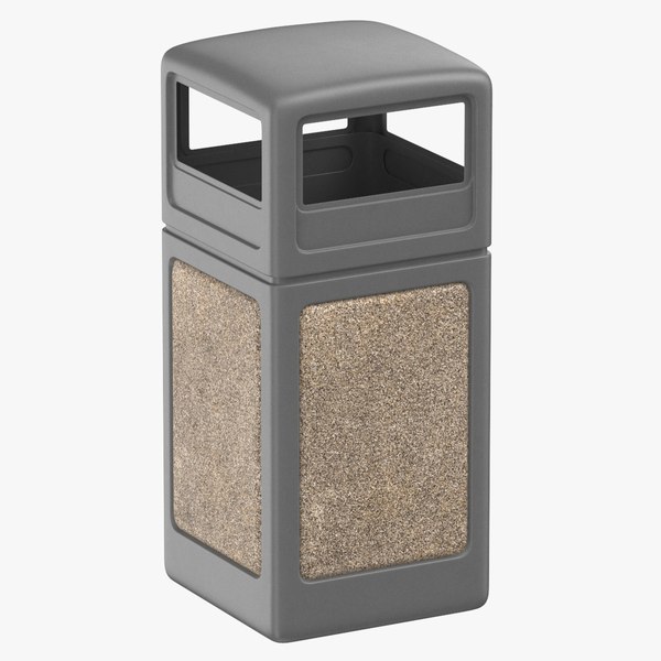 Outdoor Trash Receptacle Square Clean and Dirty 3D model