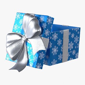 3D model Gift Box Cube Open Blue