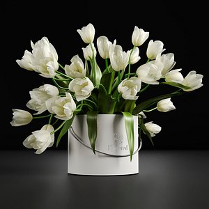 Bouquet of tulips in a cylinder 3D model