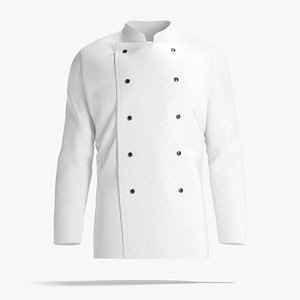 3D White Chef Jacket - cook chief coat model