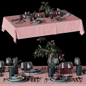 Table setting with eucalyptus