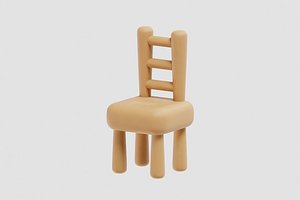 3D Wooden Chair cartoon
