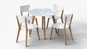 Round Dining Table with Wooden 4 Chairs