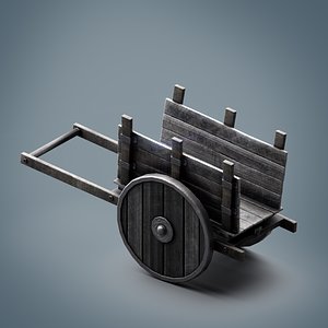 PBR Low Poly Medieval Wooden Cart