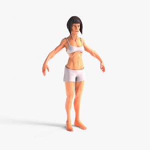 3D Stylized Human Female Muscular model