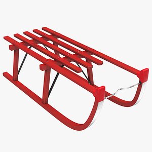 snow wooden sled red 3ds
