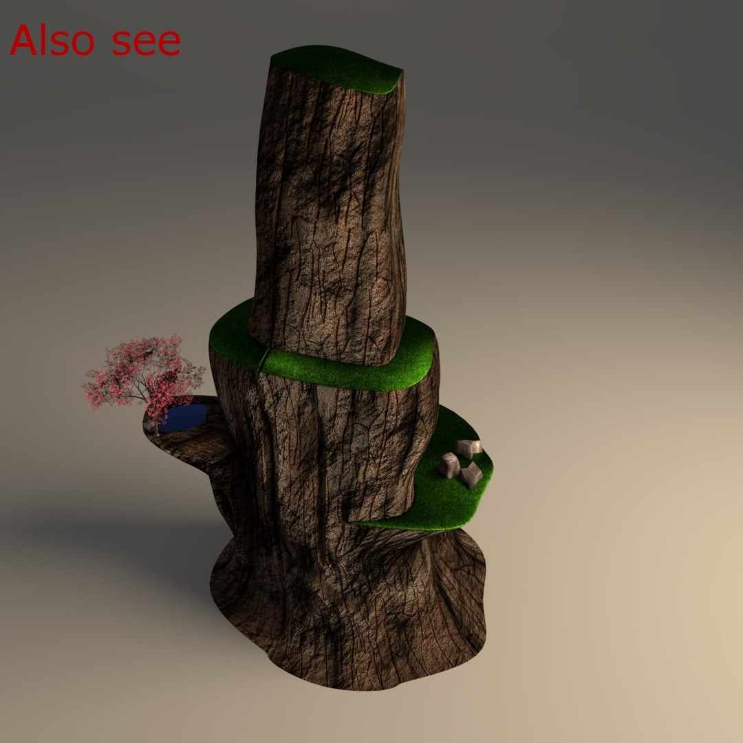 tree rock surrounding purple obj