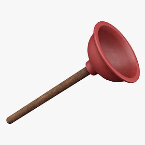 Plunger toilet brush PBR low-poly 3D model
