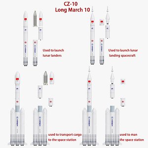 3D Long March 10 CZ-10 new generation manned launch vehicle